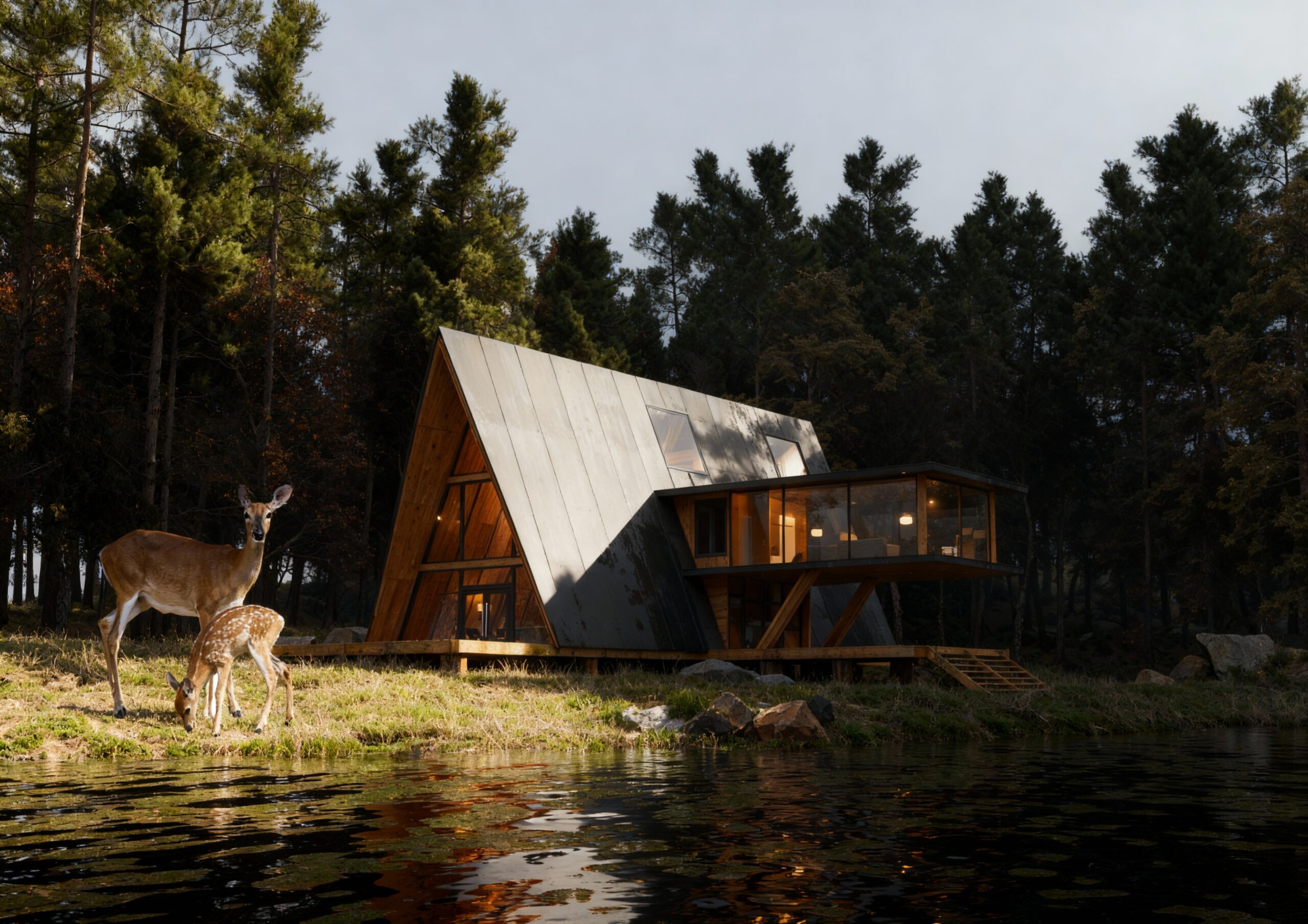 Rendering cottage on the lake