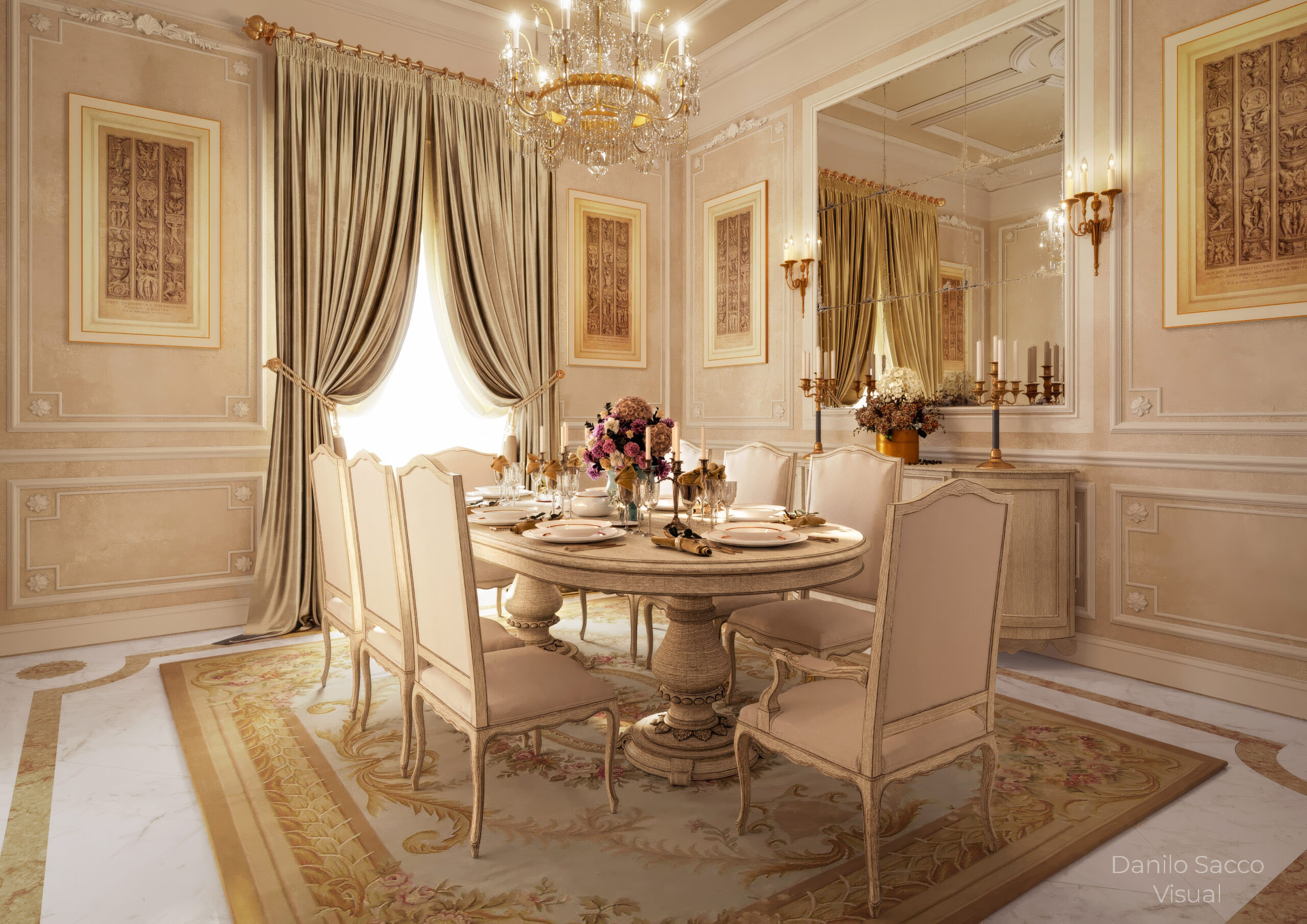 Interior Rendering – Appartamento classico – Roma - Immagine 2