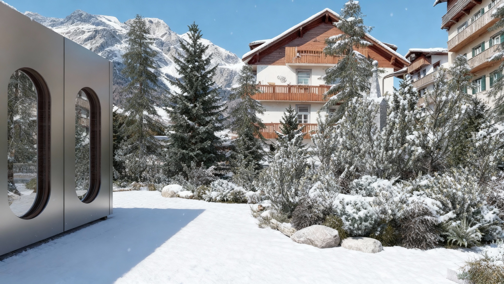Rendering Milano Cortina exterior landscape olimpiadi invernali