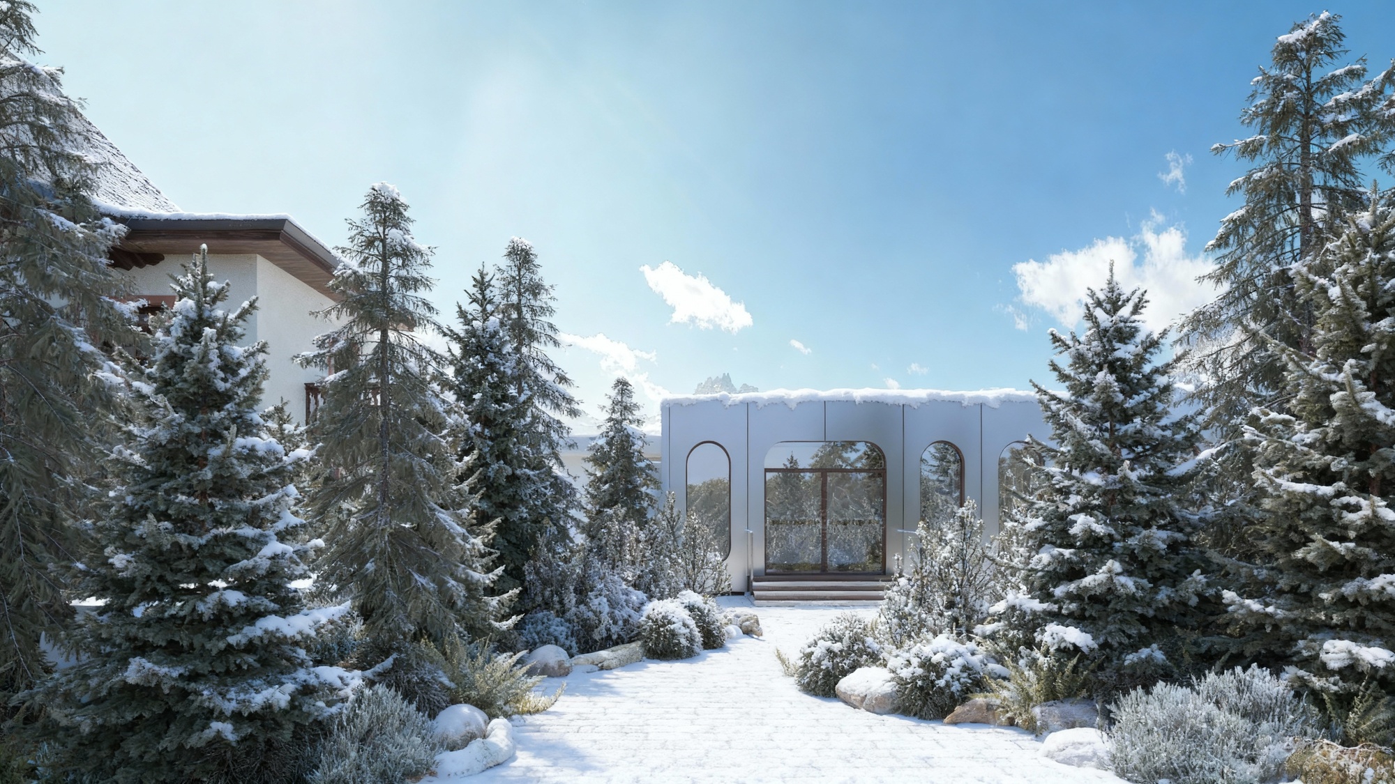Rendering Milano Cortina exterior landscape olimpiadi invernali