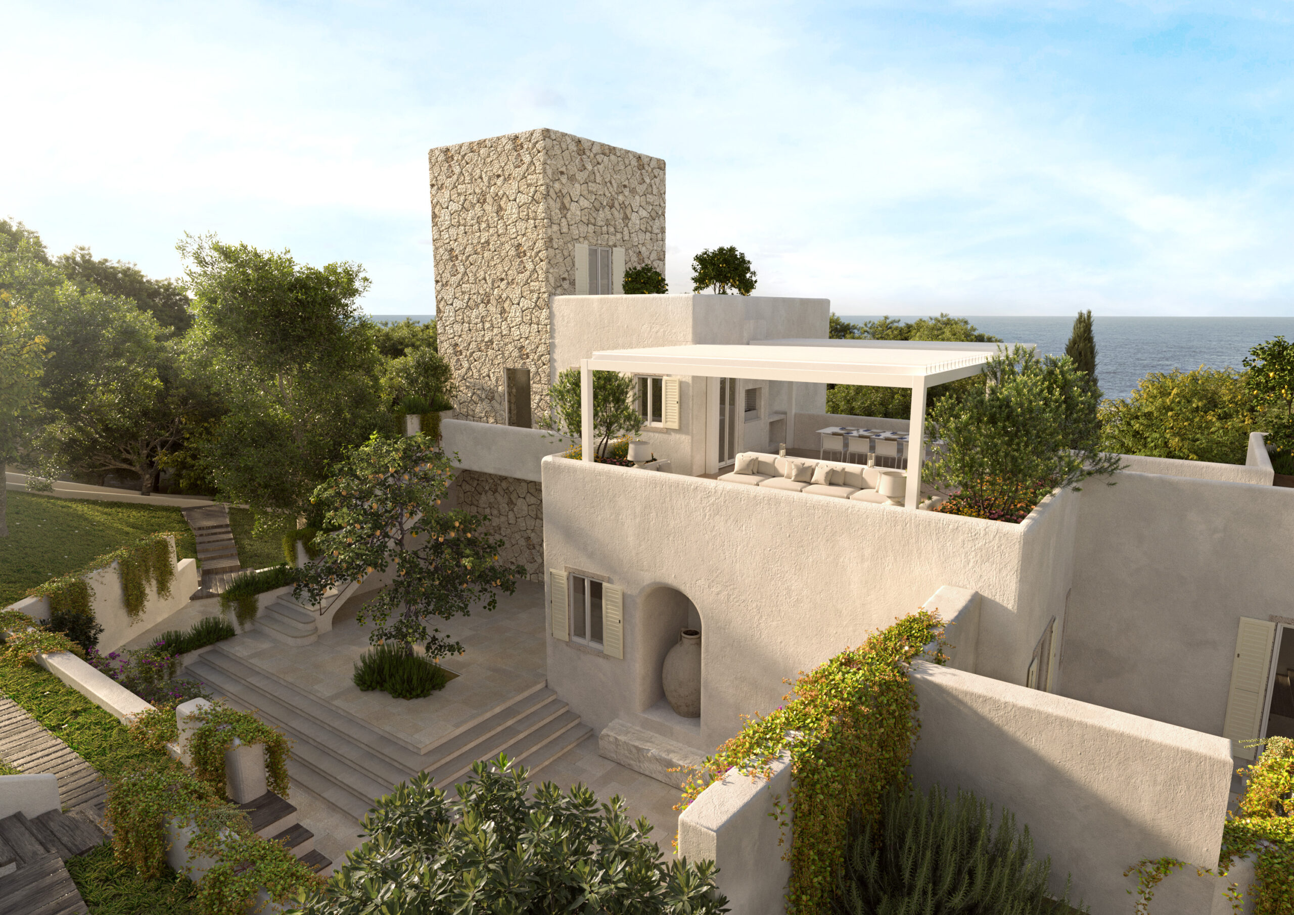 exterior rendering private villa Sabaudia
