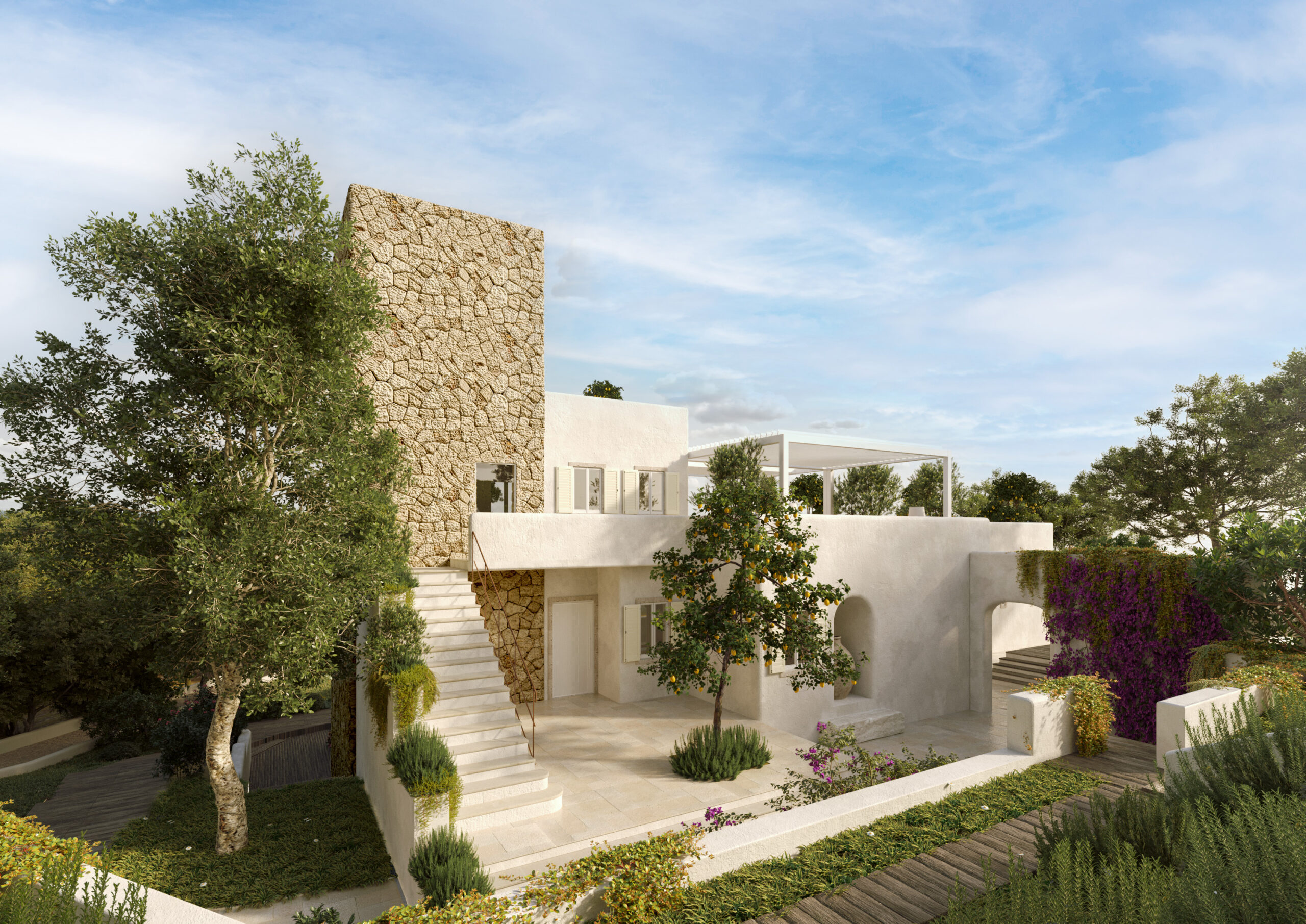 exterior rendering private villa Sabaudia