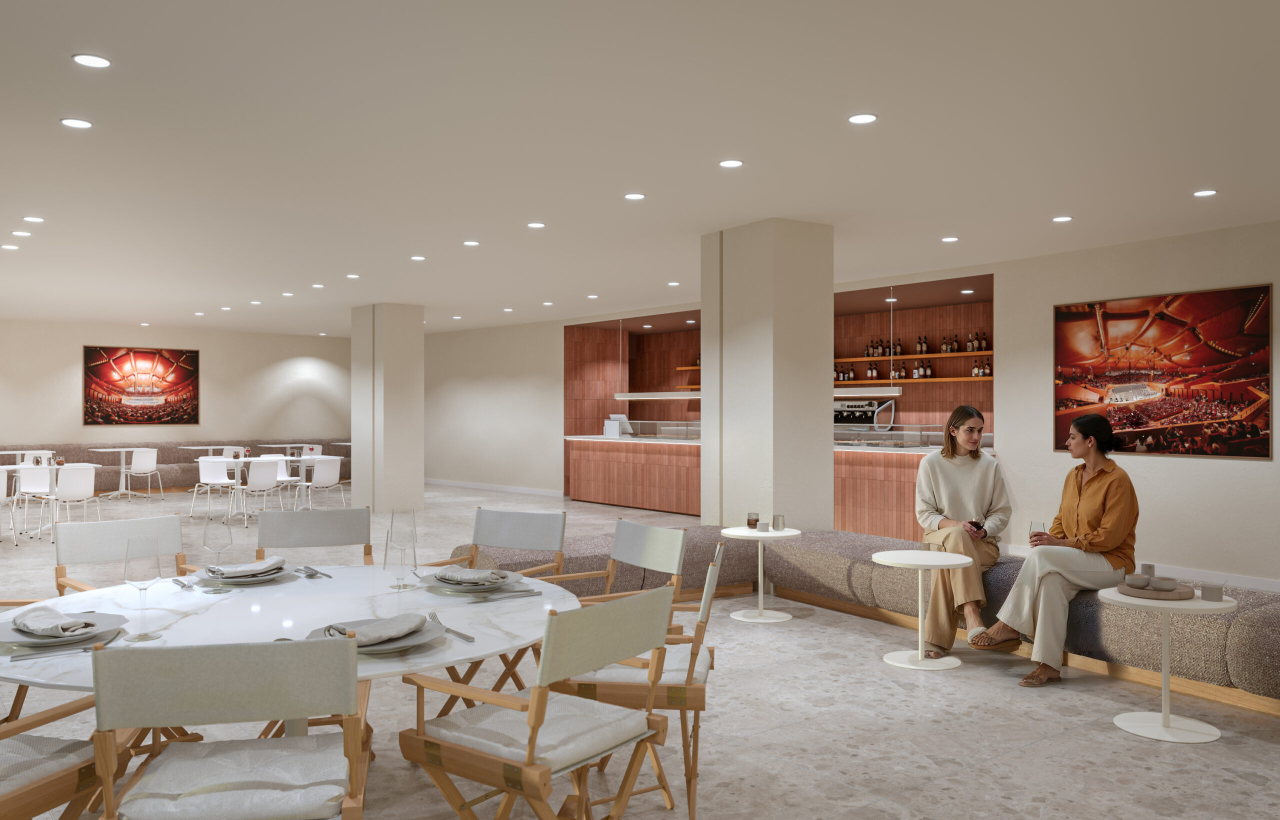 Bar caffetteria auditorium rendering