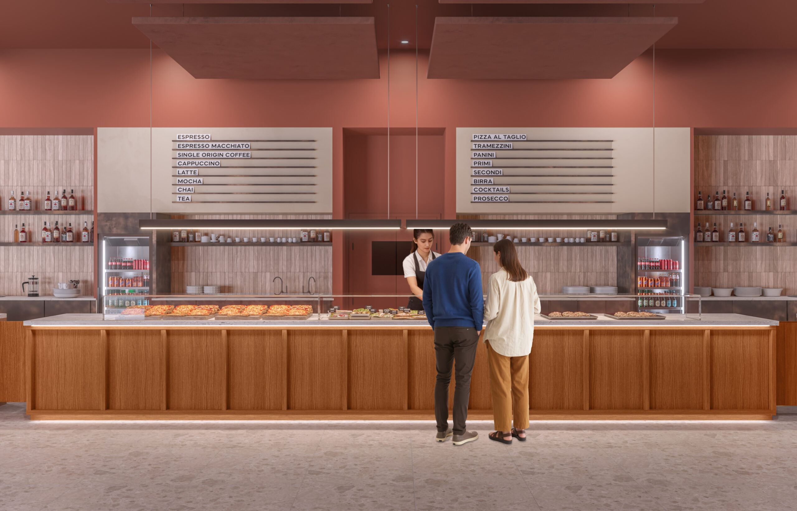 Bar caffetteria auditorium rendering